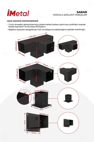 Sarar Duvardan İki Bölümlü Hazır Ahşap Pergola Seti Ahşap Dahil