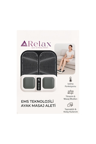 Ems Teknolojili Isıtmalı Ayak Masaj Aleti Çok Fonksiyonlu, Dijital Ekranlı Siyah