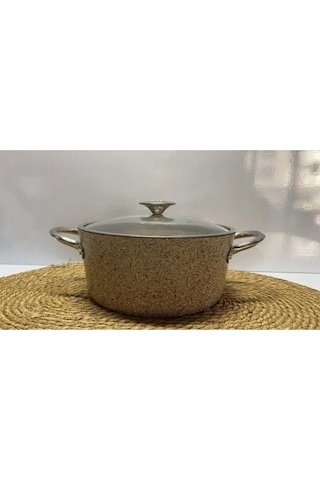 3116 28cm Granit Tencere Krem - Kahverengi