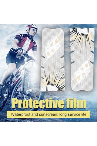 Flaş Desen-bisiklet Krank Koruyucu Yapışkan Film Anti-çarpışma Dağ Bisikleti Krank Koruyucu Film Kapak Bisiklet Parçaları Aksesuarları Beyaz