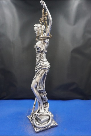 Themis Adalet Tanrıçası Heykeli 44 Cm Dekoratif Biblo, Ev & Ofis Aksesuarı Gümüş