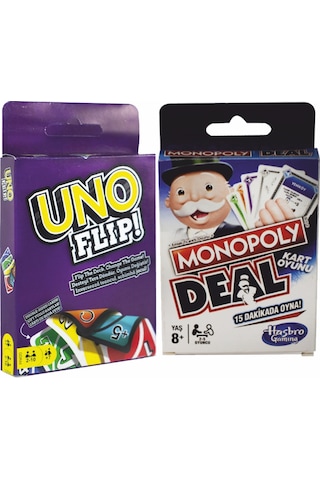 Uno Flip Ve Monopoly 2'Li Set Uno Flip Ve Monopoly 2'Li Set