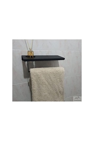 Risingmaber Siyah Havlu Tutacağı Raf Metal Havlu Askısı Mutfak Banyo Raflı Havluluk Metal Raflı Havluluk Koku Hed Çok Renkli
