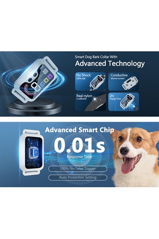 Köpek Eğitim Cihazı Köpekler İçin Havlama Tasması Renkli Ekran Akıllı Köpek Eğitmeni Su Geçirmez Ip6-beyaz
