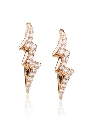 Kadın Kararmaz Çelik Lüks Takı Zirkon Taşlı Şimşek Küpe