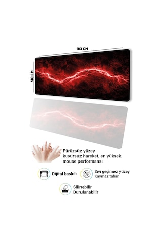 Sonictouch Klavye Mousepad 40x90cm Dikişsiz Pürüzsüz Sıvı Geçirmez Kaymaz Taban Kızıl Akım