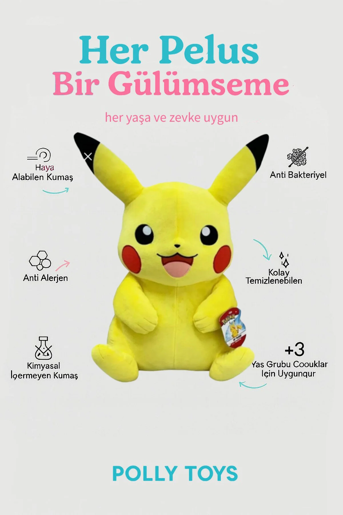Pikachu Peluş Büyük Boy Üretici Firma Açık Sarı