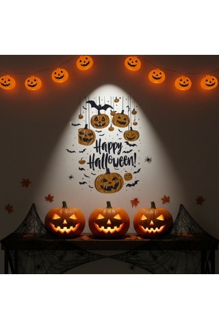Özel Üretim Salon Aksesuarı Parti Dekoru Dekoratif Ürün Happy Halloween Temalı Duvar Stickerı Çok Renkli