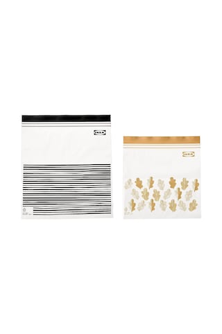 Ikea Orta Boy Çift Mühürlü Tekrar Kullanılabilir Gıda Torbaları, 1,2 Ve 2,5 Litre, Siyah Çizgili/sarı Yaprak - 100 Adetlik Set Sku: Smg8690010578099 Açık