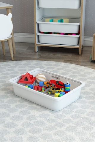 Montessori Oyuncak Dolabı Kutusu Saklama Kutusu Çocuklar İçin Aktivite Kutusu 2 Adet Beyaz Beyaz