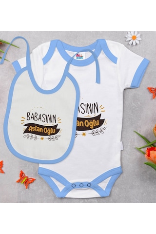 Bk Kids Babasının Aslan Oğlu Tasarımlı Mavi Bebek Body Zıbın Ve M Çok Renkli