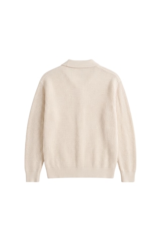 Genıus Store Erkek Hırka Oversize Kalıp Düğmeli Polo Yaka Triko Kazak Çekme/uzama Yapmaz Erkek-hırka Taş