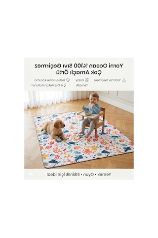 Seaworld Sıvı Geçirmeyen Çok Amaçlı Aktivite Örtüsü, Yer, Masa Ve Yatak İçin, Makinede Yıkanabilir, 145x150cm