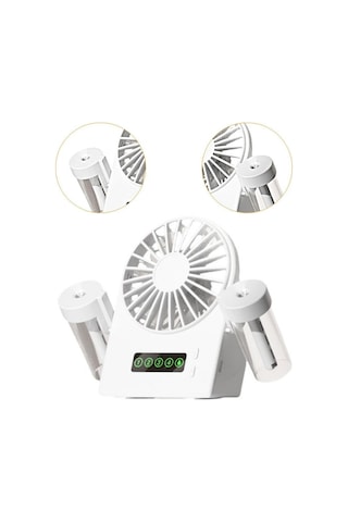 Taşınabilir Masaüstü Su Hazneli Usb Şarjlı 4 Kademe Fan Vantilatör Soğutucu F8 Beyaz