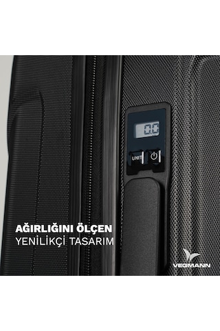 Vegmann Tartılı Scavel Siyah Orta Boy Valiz Siyah
