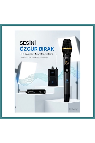 Trendexa Uhf Kablosuz Mikrofon Seti El Yaka Ve Boyun Mikrofonlu 6.5mm Alıcılı 3.5mm Çeviricili Profesyonel Mac