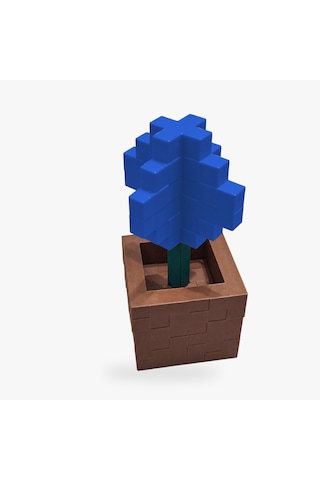 Piksel Alyum Biblo - 3d Baskı, Minecraft Esintili Mavi