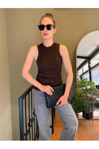 Ali Butik Kahve Bisiklet Yaka Viskon Atlet