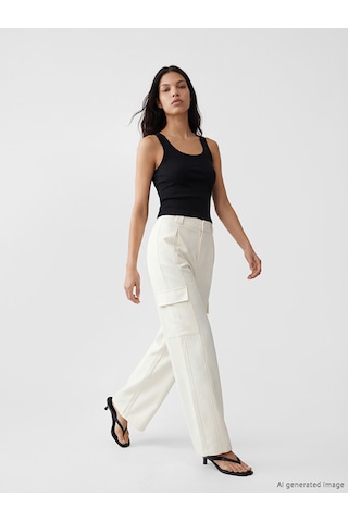 Lcw Vision Beyaz Regular Fit Kadın Kargo Pantolon