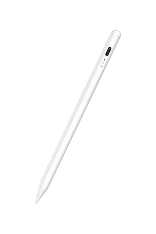 Apple Uyumlu iPad  Air 11 & 13 İnç M3 2025 Avuç İçi Reddetmeli Eğim Hassasiyetli Dokunmatik Yazı Kalemi Beyaz