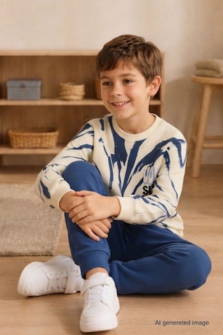 Pina Kids Erkek Çocuk Batik Desenli Okul Günlük Eşofman Takımı Esf7037 Lacivert