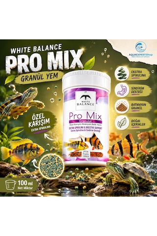 White Balance Pro Mix Granül Yem - Özel Karışım - Akvaryum Balık Yemi - 100 Ml