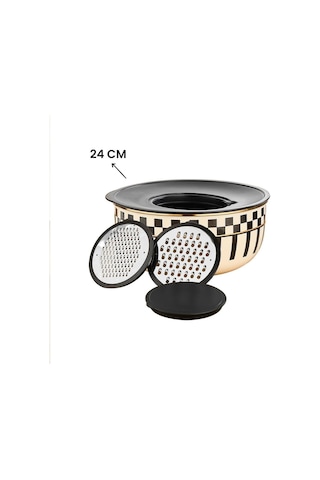 Prime Cream 5 Parça Rendeli Saklama Ve Karıştırma Kabı 24 Cm Krem