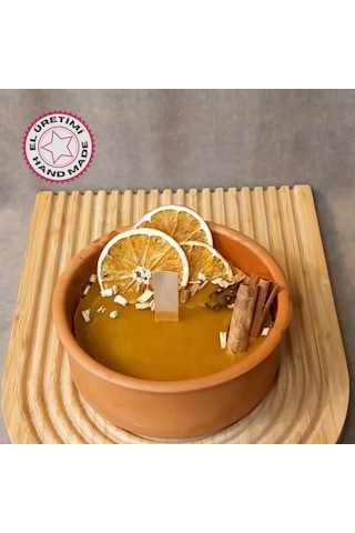 Uretti - Ayşe 7362 2105 El Yapımı Toprak Kasede Bal Mumu Turuncu