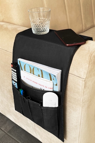 Siyah Koltuk Kenarı Kumandalık Portatif Yan Sehpa