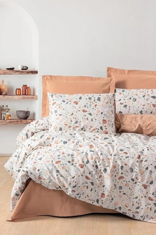 Cotton Box Minimal Çift Kişilik Nevresim Takımı Lastikli Oniks Karemel Karamel