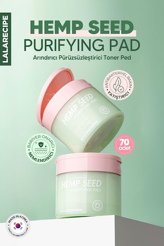 Lalarecipe Kenevir Tohumu İçeren Yatıştırıcı ve Arındırıcı Tonikli Ped LALARECIPE Hemp Seed Purifying Pad