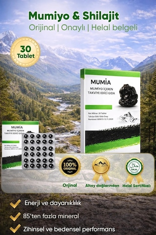 %100 Saf Mumiyo 30'lu Tablet Kırgızistan'dan İthal Shilajit