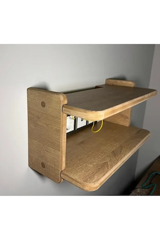 Dekoratif İkili Raf, Aksesuar Rafı, İki Bölmeli Modem Rafı