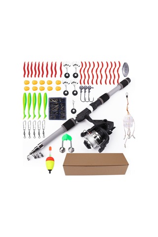 Kangvka Fıshkıng 1.8m Uzayabilir Kamış Seti, 55 Parça Yeni Başlangıçcı İçin, Yumuşak Yem Uyumlu, Deniz/su Çubukları, Taşınabilir Luya Kombinasyonu Gri