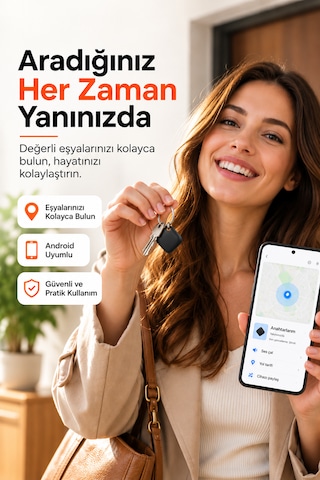Kensa Airtag Apple iOS Uyumlu & Android Uyumlu Akıllı Takip Cihazı Sesli Bulma Özellikli Siyah