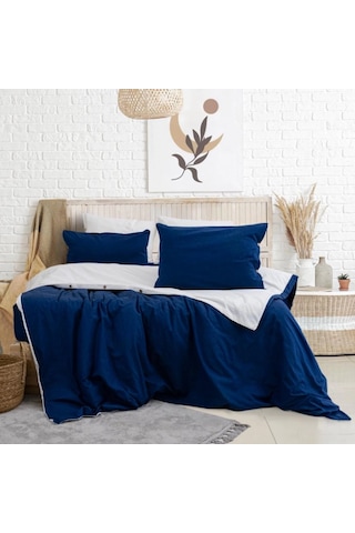 Tek Kişilik %100 Pamuk Ranforce Nevresim Takımı 160x220 Cm Lacivert Lastiksiz Çarşaflı Lacivert