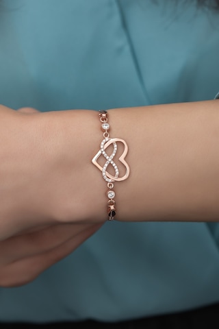 Nereze 925 Ayar Gümüş Rose Sonsuz Kalp Bileklik