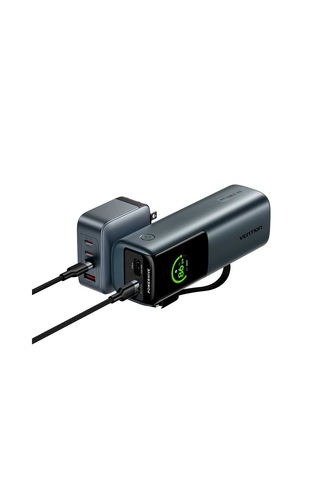 Vention Powerhive Serisi 27000mah 200w Powerbank Tft Renkli Ekranlı, Hızlı Şarjlı Ve Dahili Kablolu Siyah