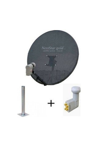 Nextstar Gold 80 CM Delikli 0.6 MM Ofset Çanak Anten + 4'lü LNB + Montaj Borusu Gri Nextstar Gold 80 CM Delikli 0.6 MM Ofset Çanak Anten + 4'lü LNB + Montaj Borusu Gri
