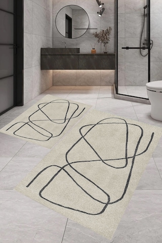 Eliana Home Dijital Baskı 2'li Banyo Paspas Takımı Lna5-fnl279 100x60 Ve 60x50 Cm Gri