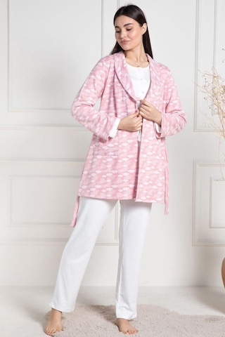 Mecit Pijama Mecit 6100 Bayan Hamile Lohusa Pembe Sabahlıklı Pijama Takım