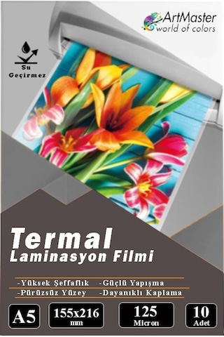 A5 Parlak Laminasyon Filmi 10 Lu 1 Paket 125 Mikron Pvc Kaplama Laminasyon Kaplama Poşeti 10 Adet