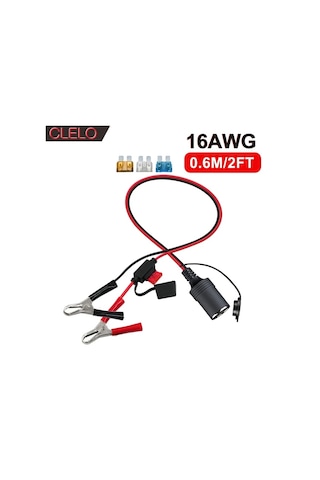 Honeybeeshop Clelo Araç Pili Bağlantı Adaptörü 16awg Uzatma Kablosu 06 Metre 2 Ayak Aşırı Akım Koruma Sigortaları 5a 10a 15a 20a Karavanlar Tekneler