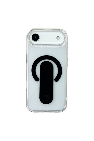 Apple iPhone 17 Air Magsafe Uyumlu Standlı Şeffaf Kılıf Siyah