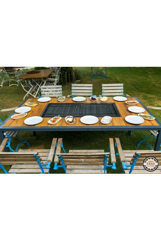 Klasik Restaurant Modeli Mangallı Masa Ahşap