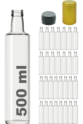 Afracam Dorika Şeffaf 500 ML Cam Şişe Kapak Kapüşon 30 Adet