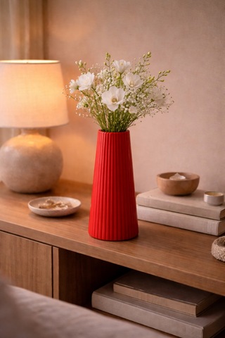 Modern Beyaz Vazo Güne Sade Bir Başlangıç 17.8 7.7 Cm Kırmızı
