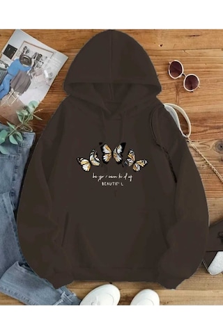 Kozia Outdoors Beautıful 3 Kelebek Baskılı Kapşonlu Sweatshirt Kahverengi Kozia Outdoors Beautıful 3 Kelebek Baskılı Kapşonlu Sweatshirt Kahverengi