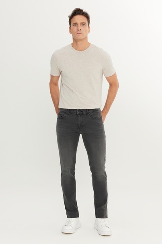 Erkek Antrasıt Pamuklu Slim Fit 5 Cep Esnek Jean Denim Kot Pantolon Antrasit