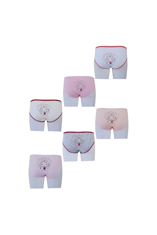 Hepsine Rakip 6lı Kız Çocuk Külot Renkli Desenli Baskılı Slip İç Çamaşırı Karışık